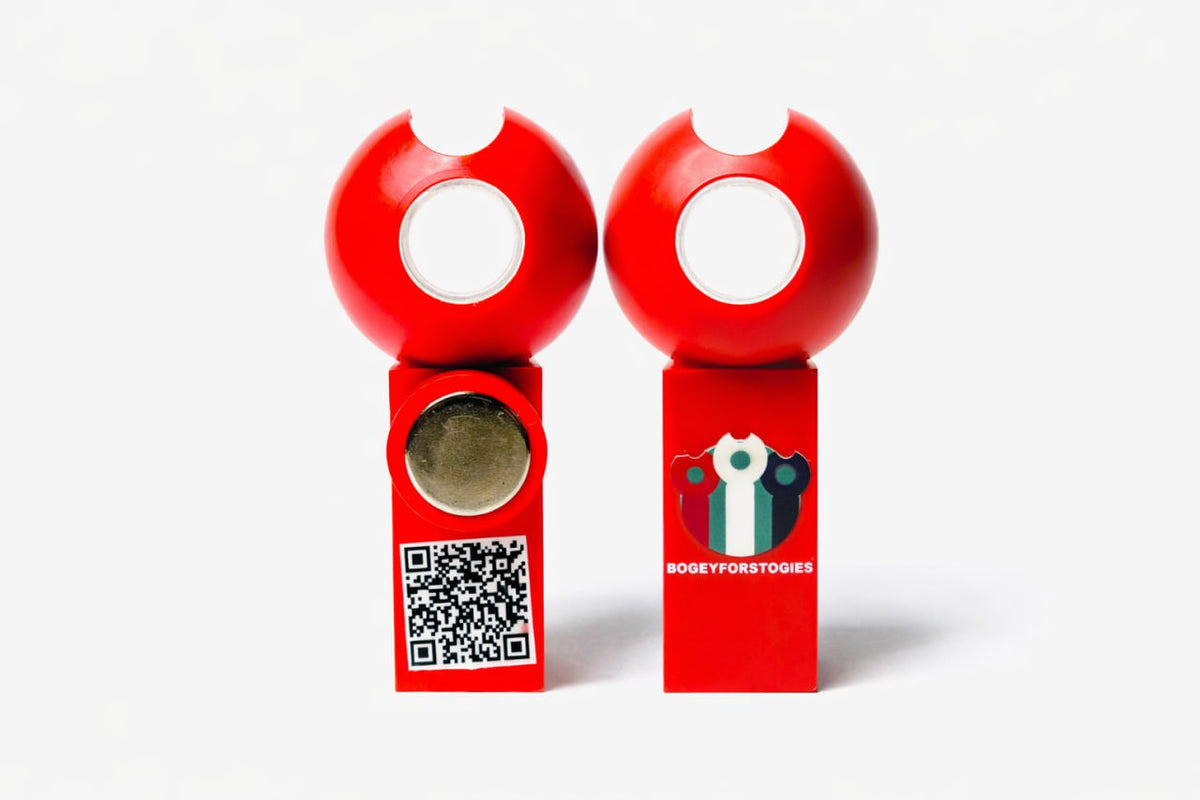     Red BogeyforStogies magnetic golf cigar holder and detachable stand